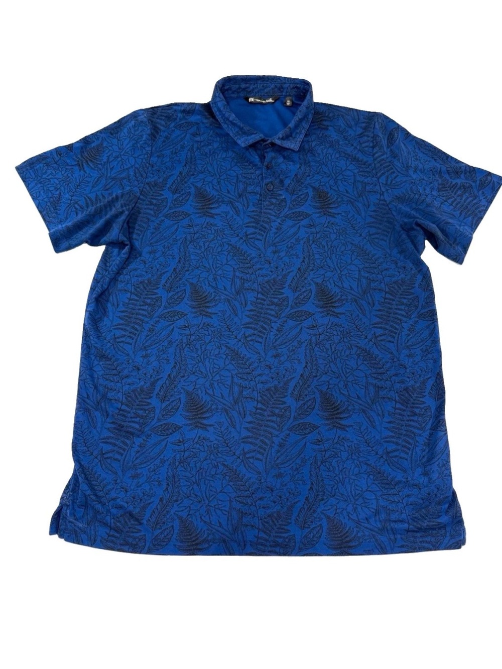 Travis Mathew Men's XXL Blue all over Floral Short Sleeve Polo Pima Cotton